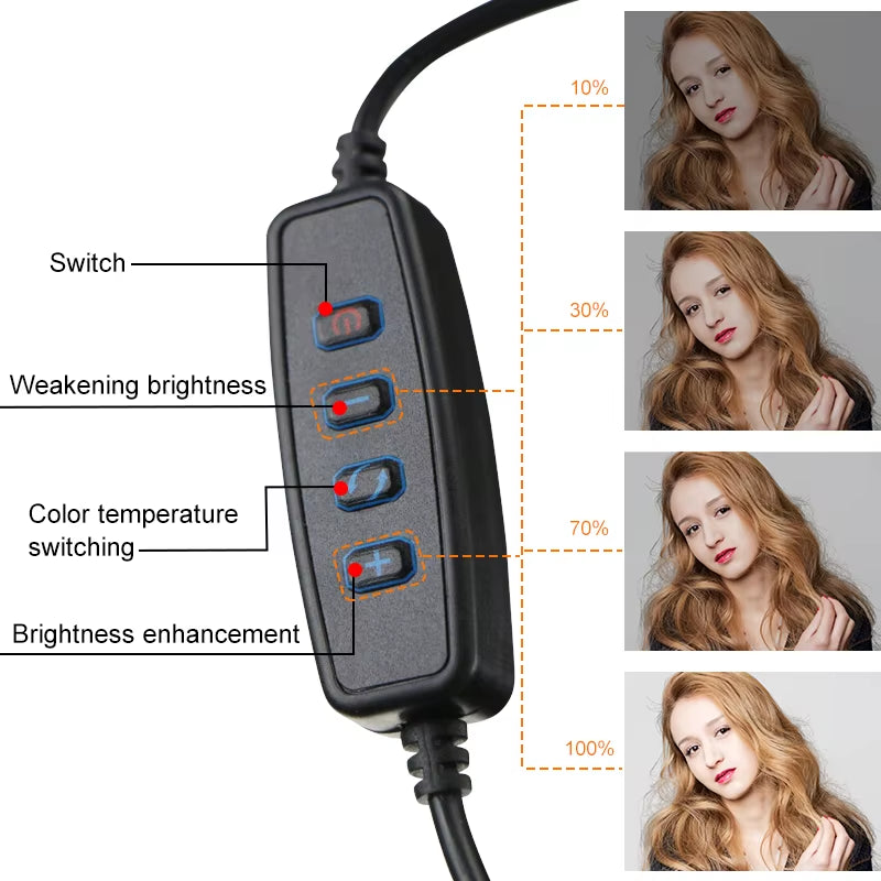 Illuminate Your Beauty: 26CM Dimmable LED Selfie Ring Light with Multi-Function Cell Phone Holder for Perfect Makeup and Live Streaming