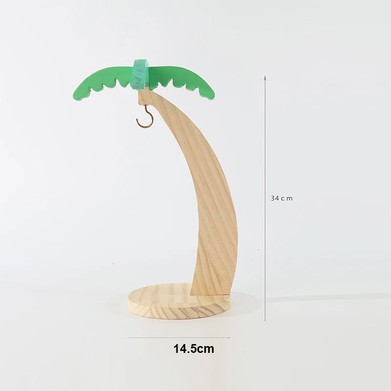 Stylish Wooden Banana Rack with Leaf Design - Vertical Fruit Storage and Kitchen Decor with Hook