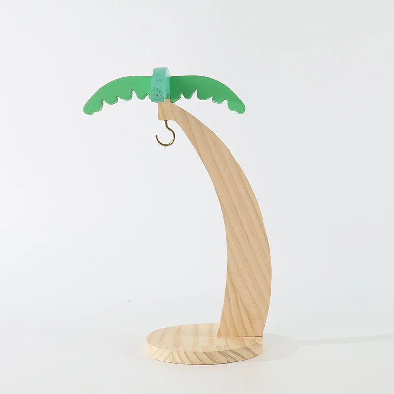 Stylish Wooden Banana Rack with Leaf Design - Vertical Fruit Storage and Kitchen Decor with Hook