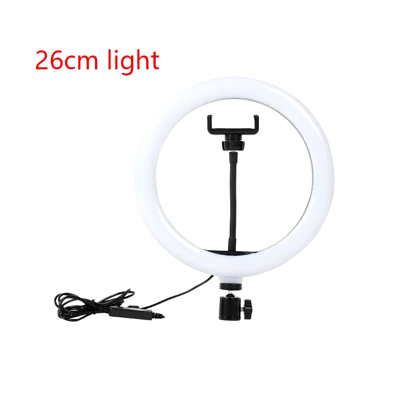 Illuminate Your Beauty: 26CM Dimmable LED Selfie Ring Light with Multi-Function Cell Phone Holder for Perfect Makeup and Live Streaming