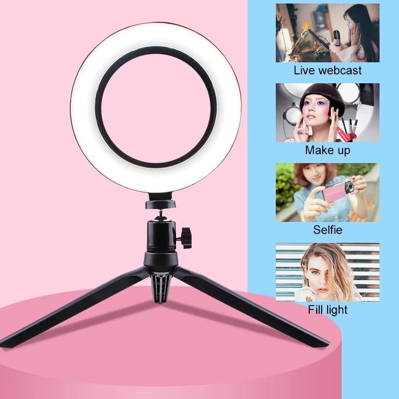 Illuminate Your Beauty: 26CM Dimmable LED Selfie Ring Light with Multi-Function Cell Phone Holder for Perfect Makeup and Live Streaming