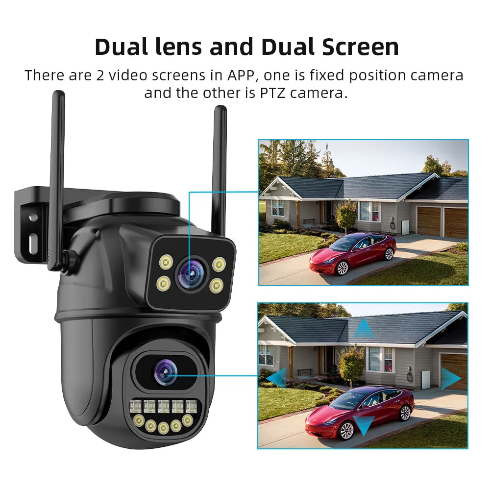 Experience Unmatched Clarity with the 4K 8MP HD Wifi PTZ Camera - Dual Lens, AI Auto Tracking, and Two-Way Audio for Ultimate Outdoor Surveillance