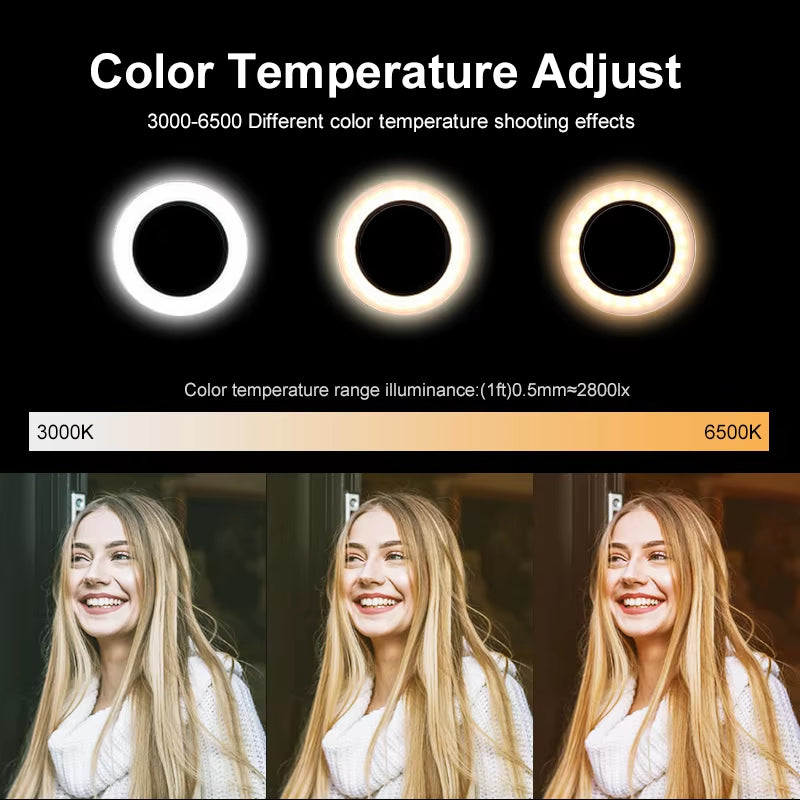 Illuminate Your Beauty: 26CM Dimmable LED Selfie Ring Light with Multi-Function Cell Phone Holder for Perfect Makeup and Live Streaming