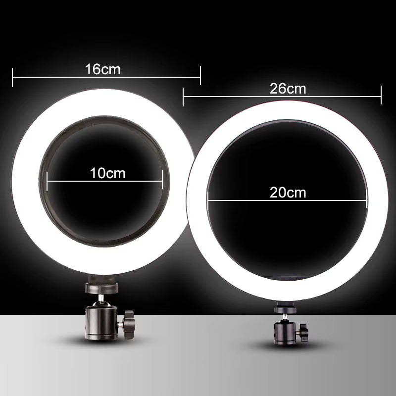 Illuminate Your Beauty: 26CM Dimmable LED Selfie Ring Light with Multi-Function Cell Phone Holder for Perfect Makeup and Live Streaming